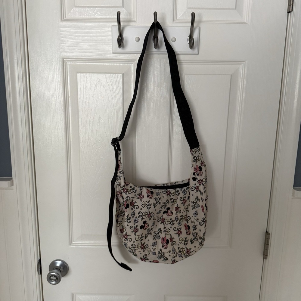 Baggu Disney Medium Nylon Crescent Sling Bag Purse Storybrook Floral Mickey - Picture 12 of 13